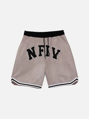 1984® - Suede "NFIV" Letters Print Shorts