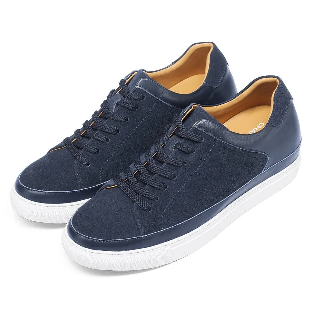 7CM / 2.76 Inches CMR CHAMARIPA Height Increasing Shoes For Men Casual Elevator Shoes Navy Nubuck Casual Sneakers