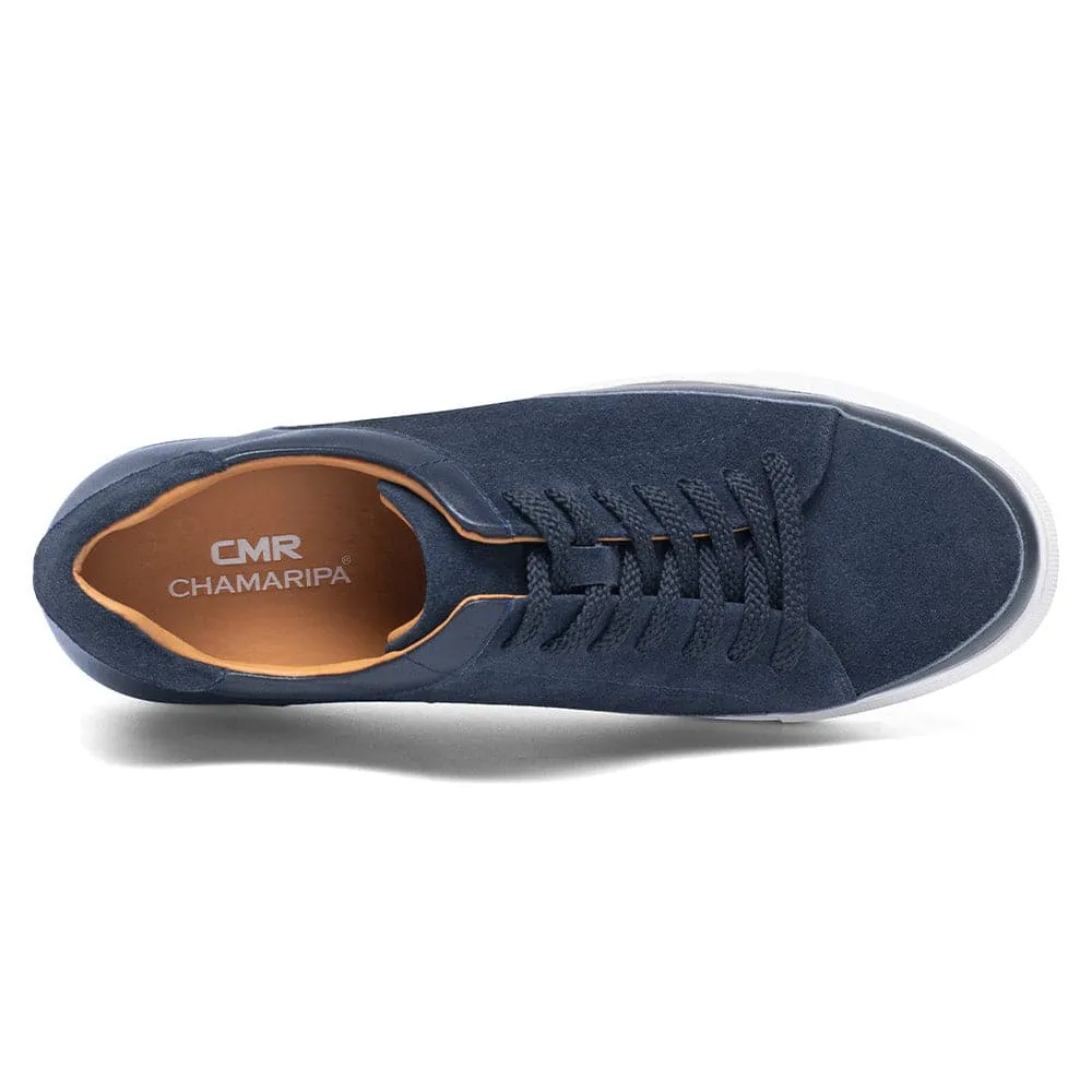 7CM / 2.76 Inches CMR CHAMARIPA Height Increasing Shoes For Men Casual Elevator Shoes Navy Nubuck Casual Sneakers