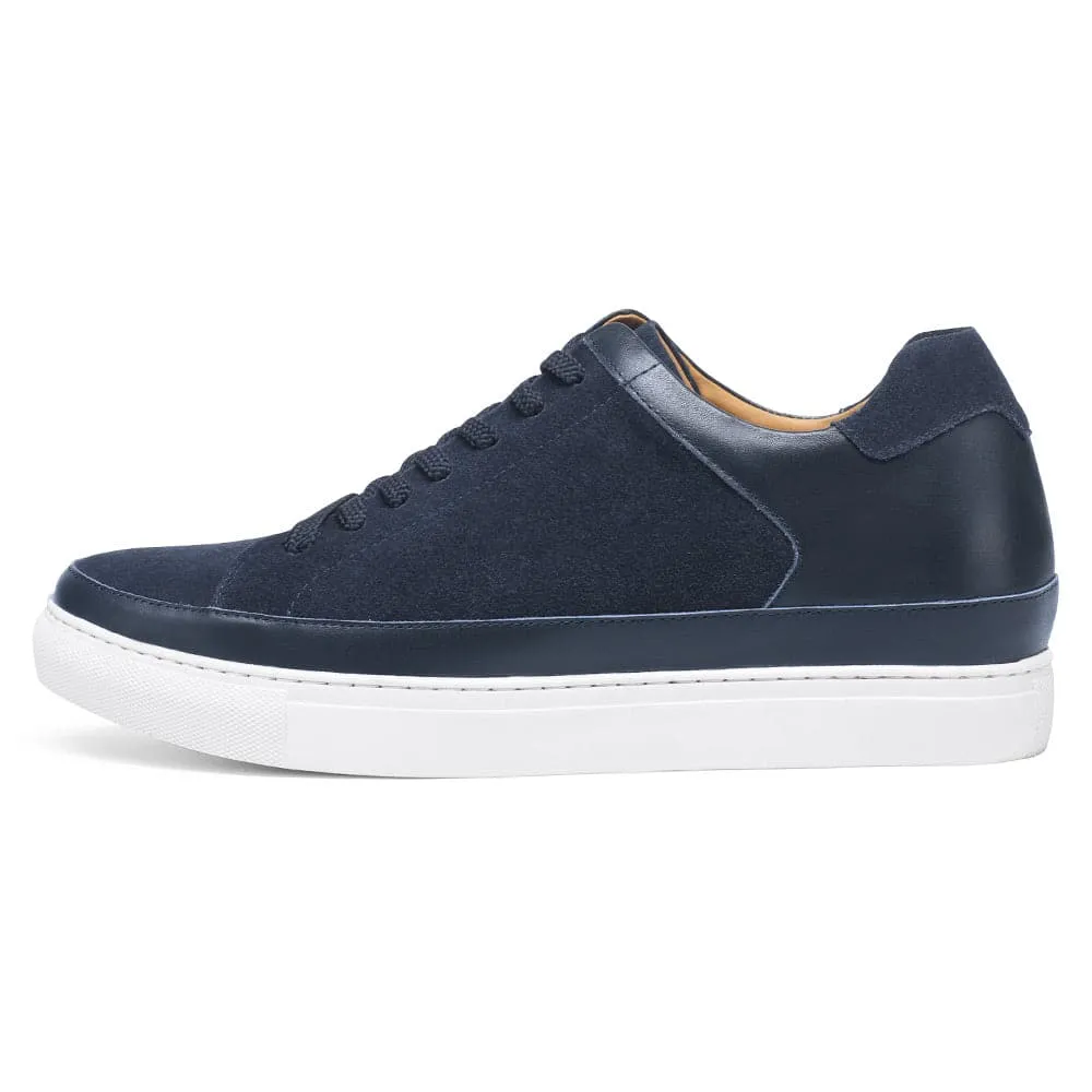 7CM / 2.76 Inches CMR CHAMARIPA Height Increasing Shoes For Men Casual Elevator Shoes Navy Nubuck Casual Sneakers