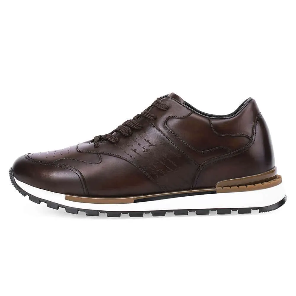 7CM/2.76 Inches CHAMARIPA - Elevator Shoes For Men - Height Increasing Shoes - Brown Calfskin Leather Casual Tall Men Shoes