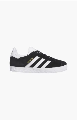 Adidas Gazelle Youth Shoe, Black/White/Gold