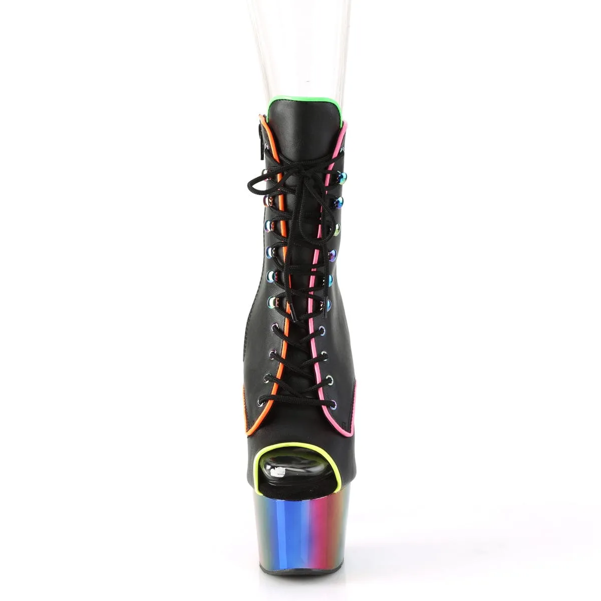 ADORE-1021RC-02 Black Faux Leather/Rainbow Chrome