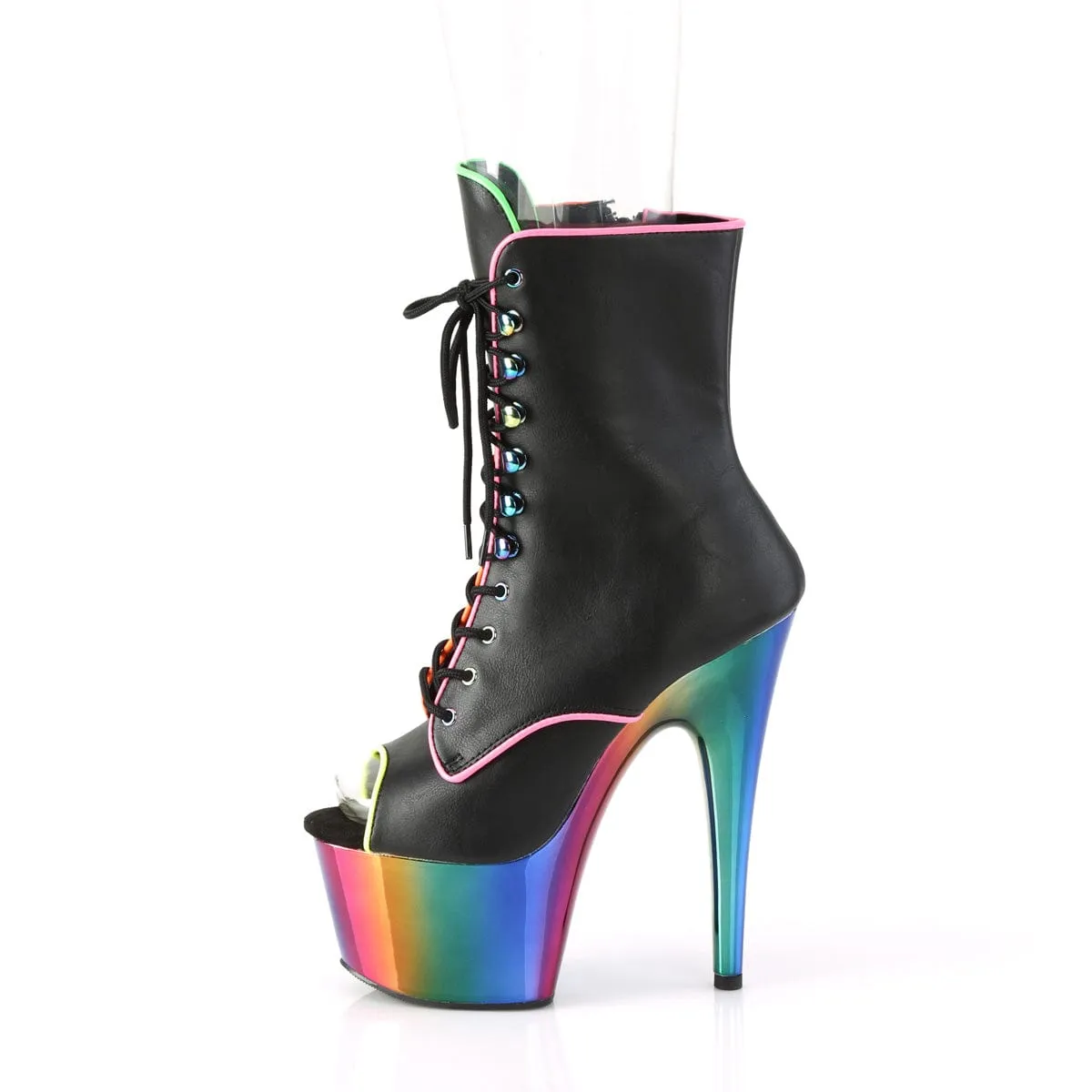 ADORE-1021RC-02 Black Faux Leather/Rainbow Chrome