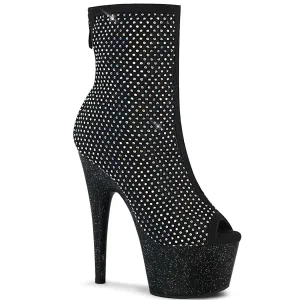 ADORE-1031GM Black Fabric-Rhinestones Mesh/Black Matte