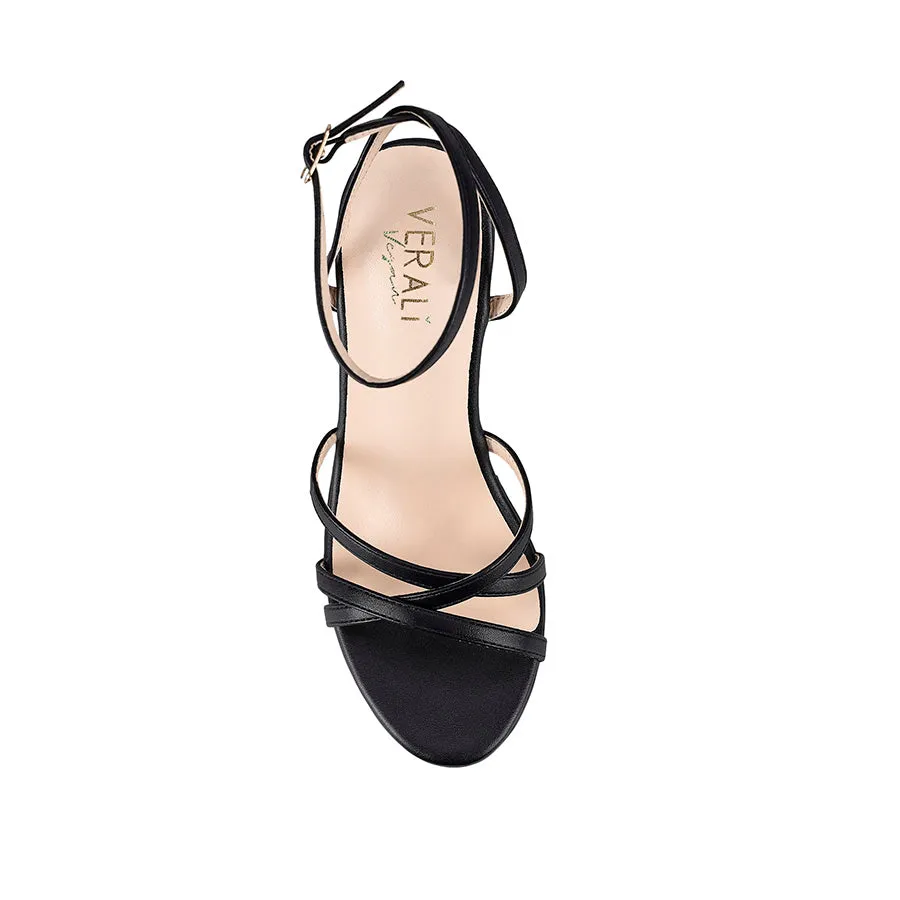 Amore Strappy Wedges  - Black Smooth