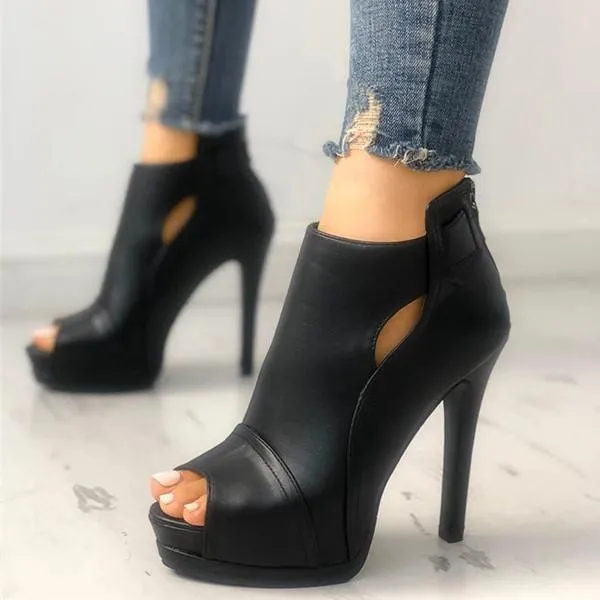 Amozae Fashion Peep Toe Cutout Thin Heels Sandals