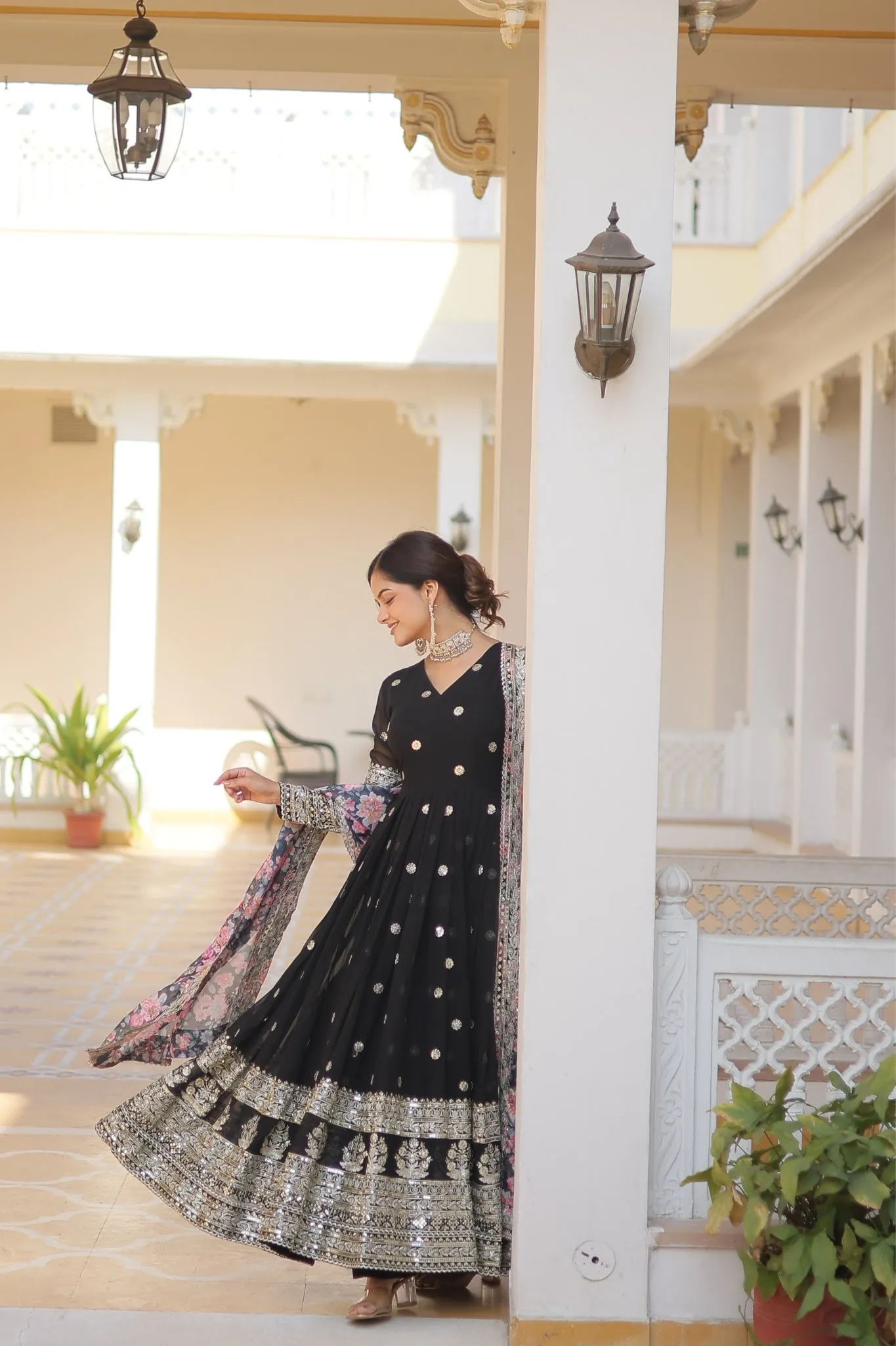 Beautiful Stylish designer Gown With Dupatta Set