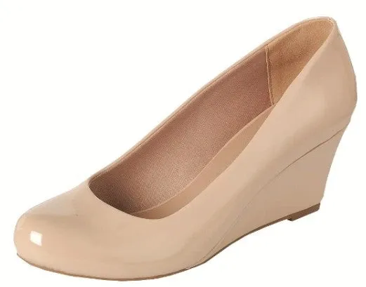 Beige Patent Wedge