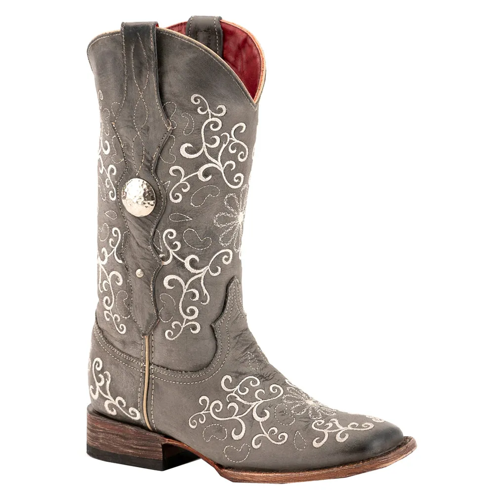 Bella Square Toe Embrodered Cowboy Boots