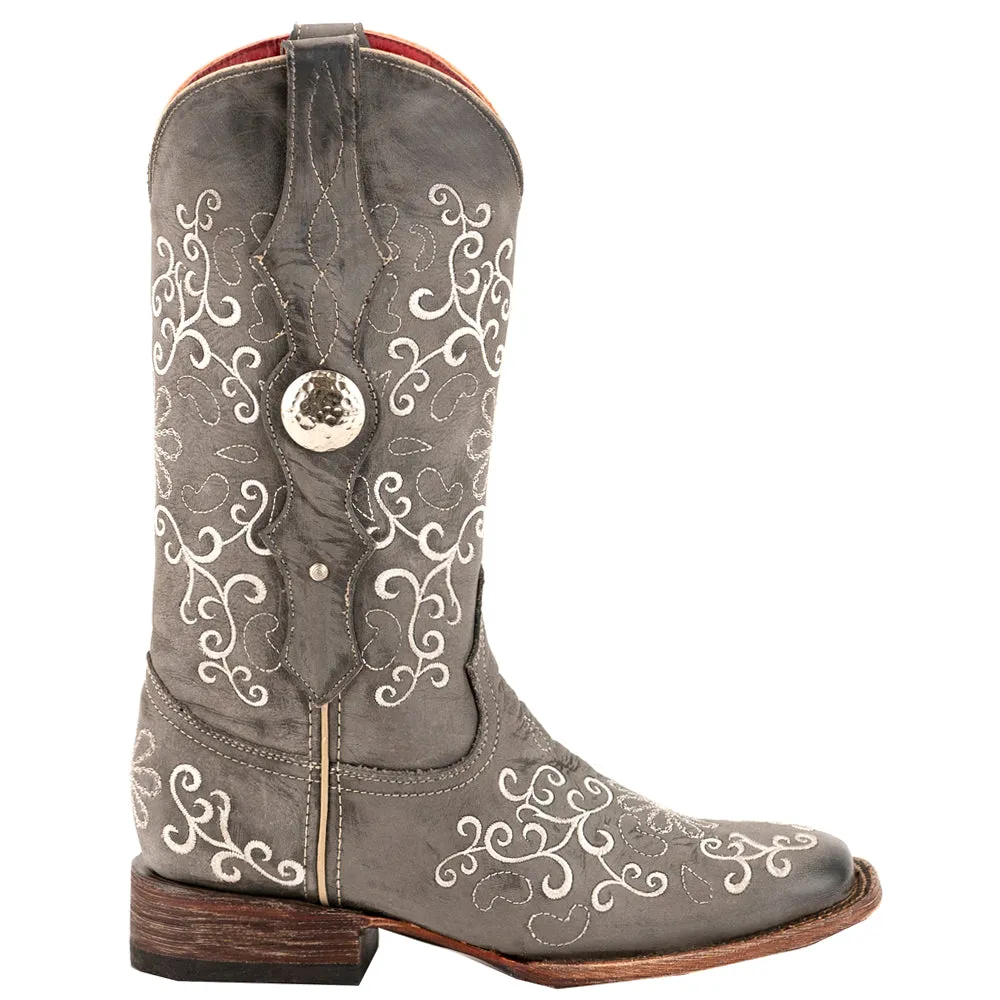 Bella Square Toe Embrodered Cowboy Boots