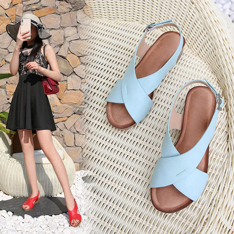 Bigsizeheels Simple Wedge Roman Sandals