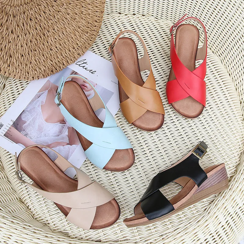 Bigsizeheels Simple Wedge Roman Sandals