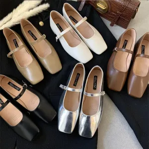 binfenxie  -  2024 Summer Sliver New Brand Women Flats Fashion Square Toe Shallow Mary Jane Shoes Soft Casual Ballet Shoes Slingback Shoes