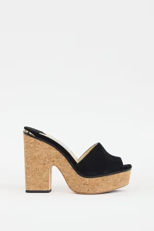 Black & Brown Suede Deedee Platform Heel