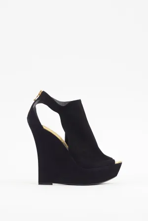 Black & Gold Suede Amaya Platform Heel