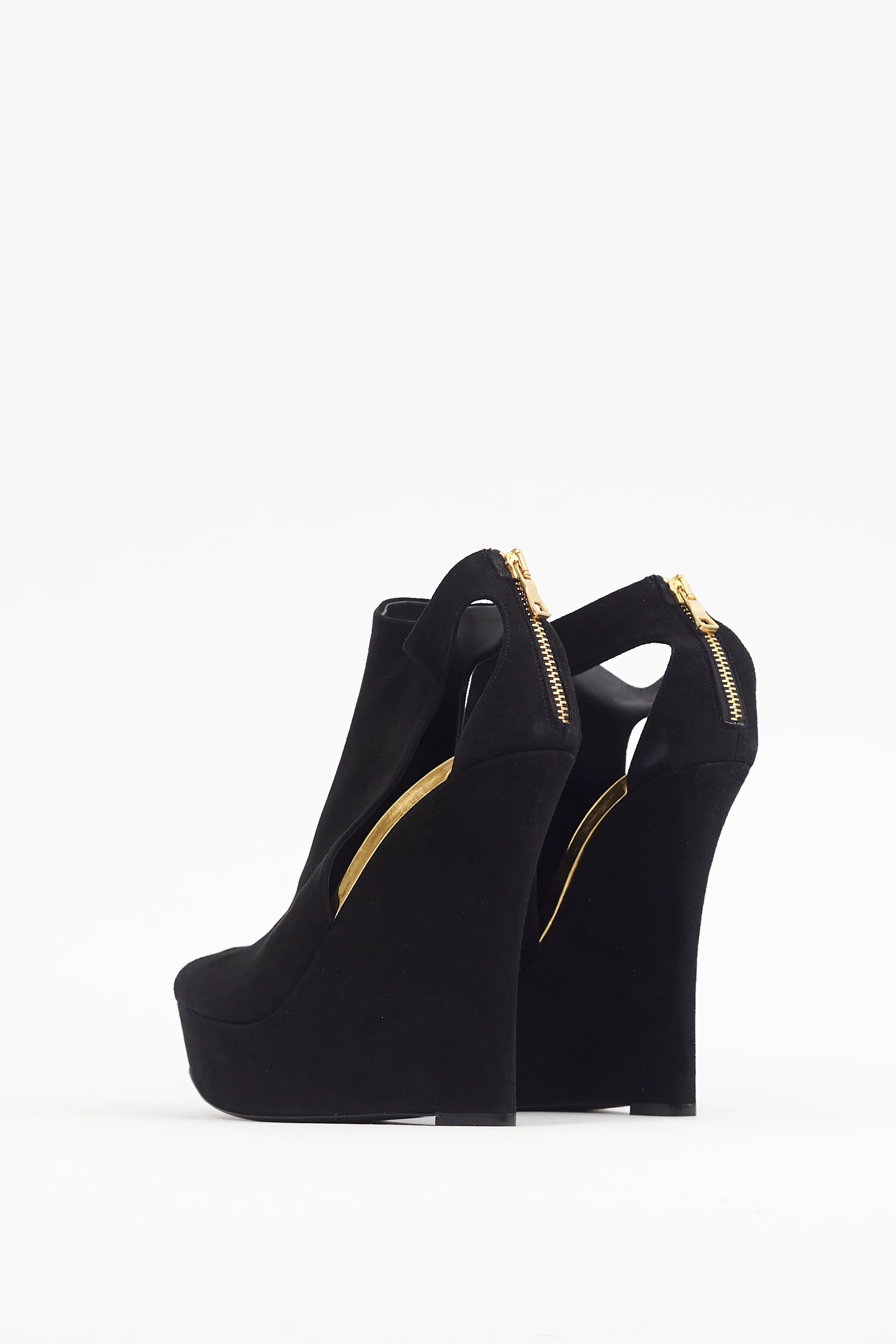 Black & Gold Suede Amaya Platform Heel