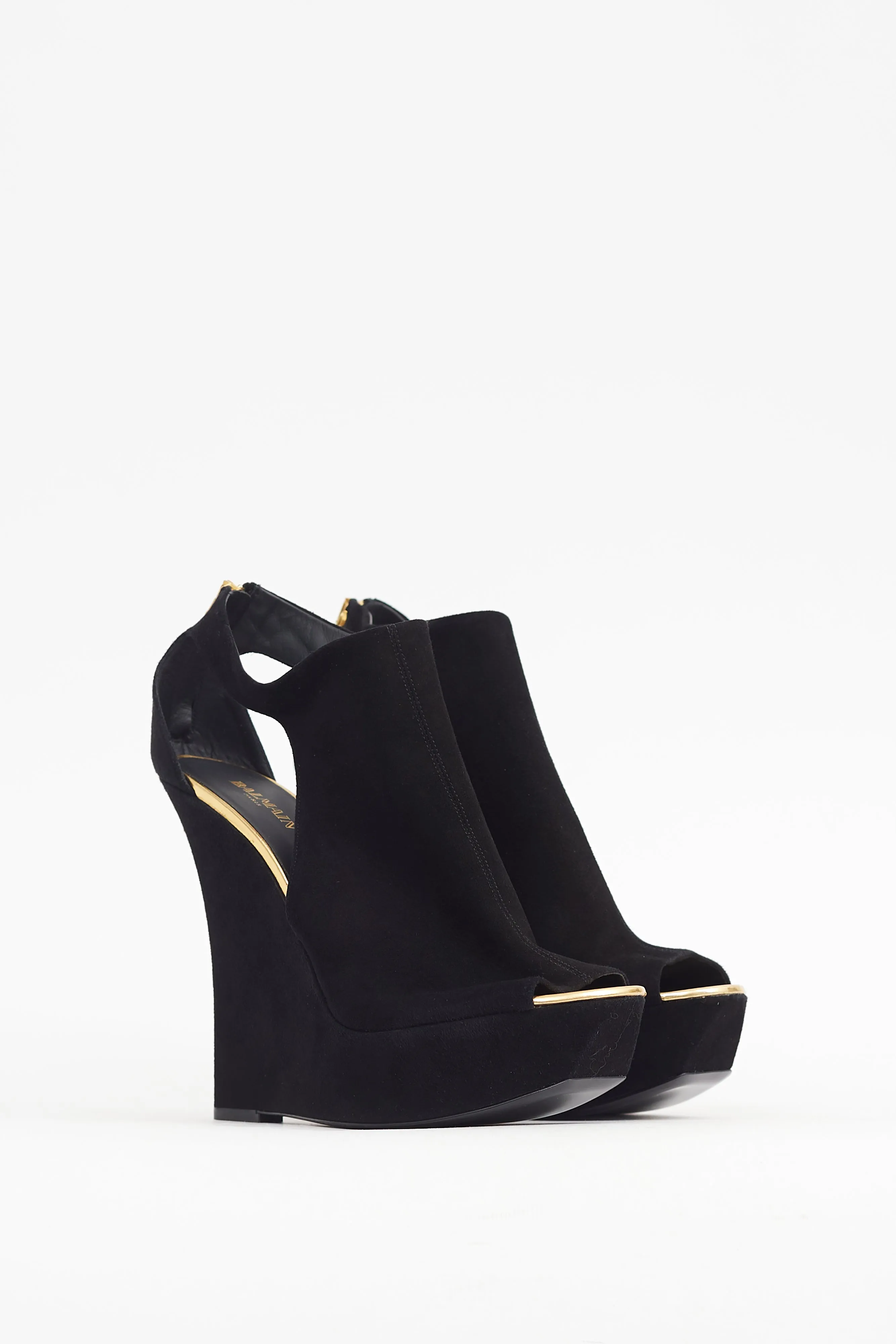 Black & Gold Suede Amaya Platform Heel