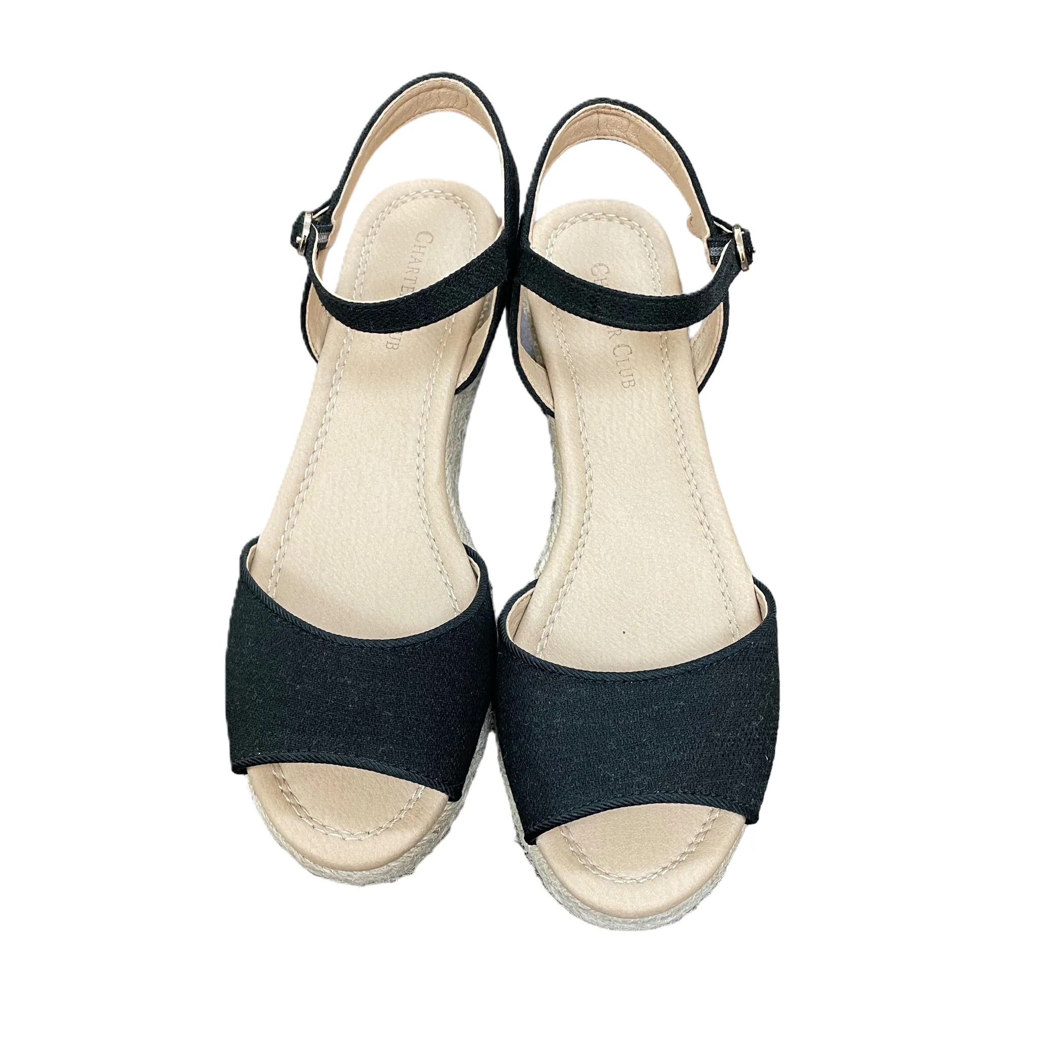 Black Sandals Heels Wedge By Charter Club, Size: 7