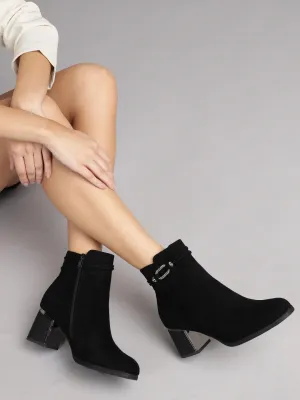 Black Suede High-End-Fashion Stylish Ankle Boots (TC-RS3691-BLK)