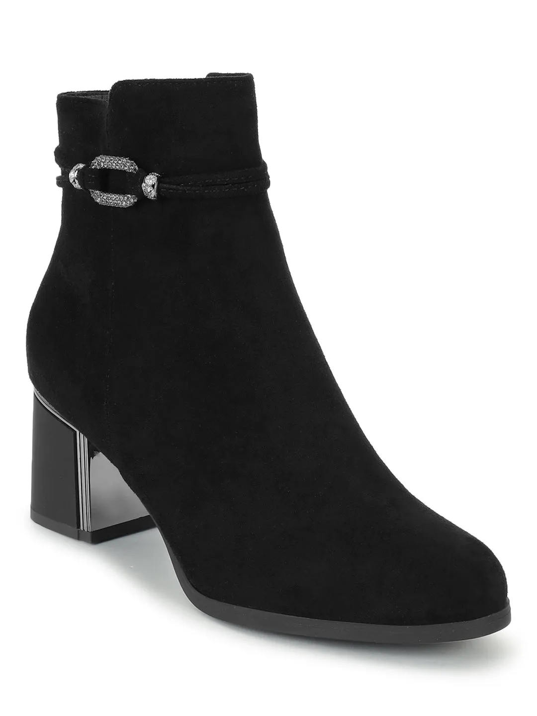 Black Suede High-End-Fashion Stylish Ankle Boots (TC-RS3691-BLK)