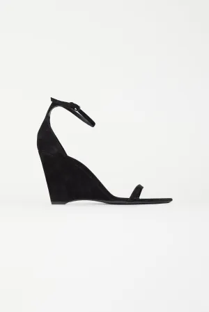 Black Suede Wedge Sandal