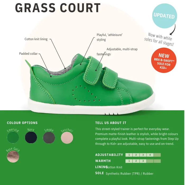 Bobux Iwalk Grass Court Emerald Green Leather Trainer 633744