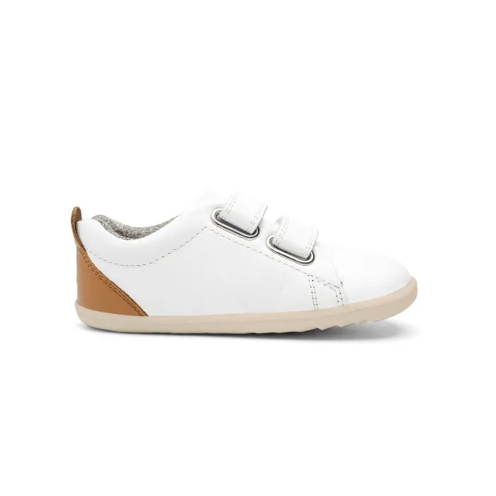 Bobux Step Up Grass Court Trainer White Caramel First Shoes