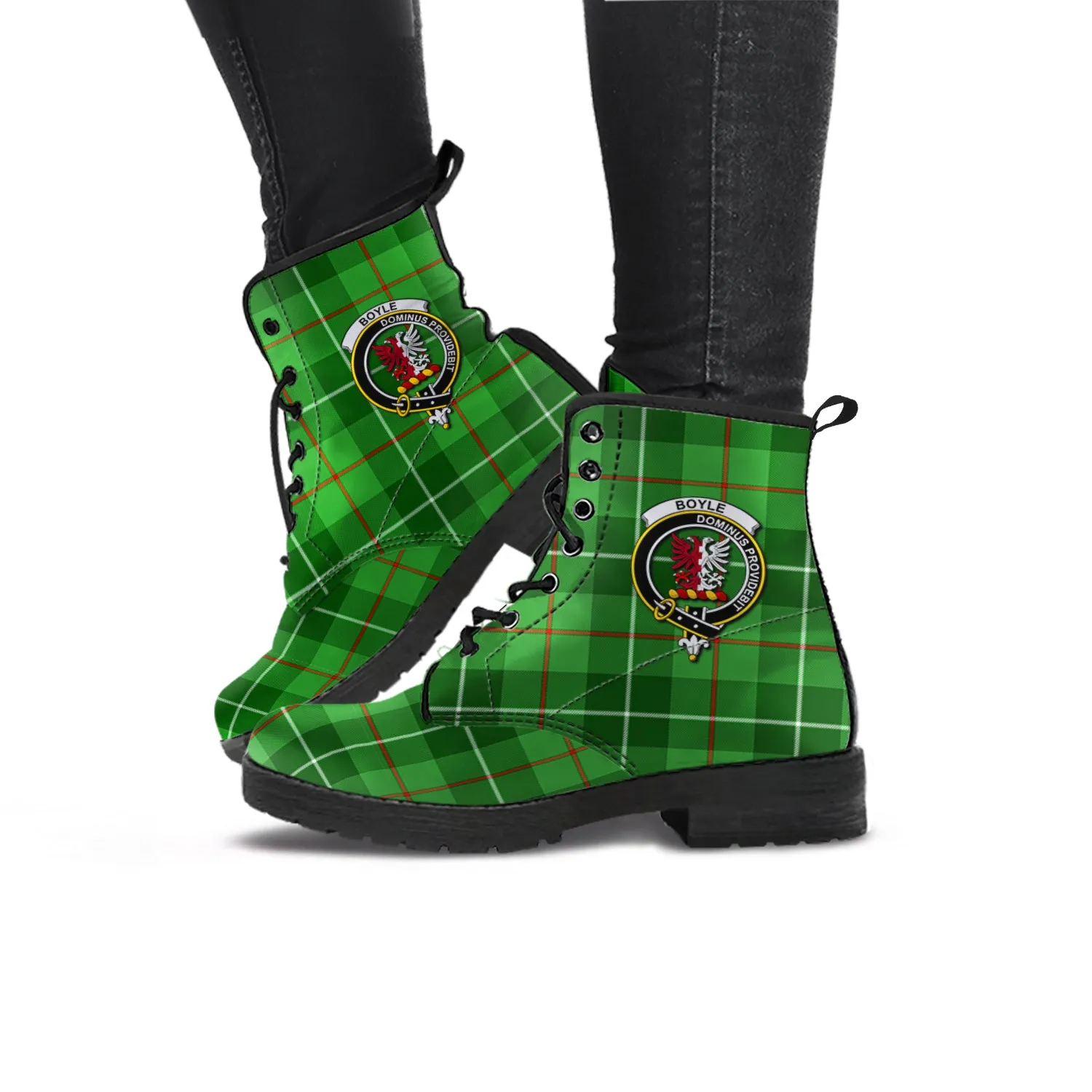 Boyle Tartan Leather Boots with Family Crest