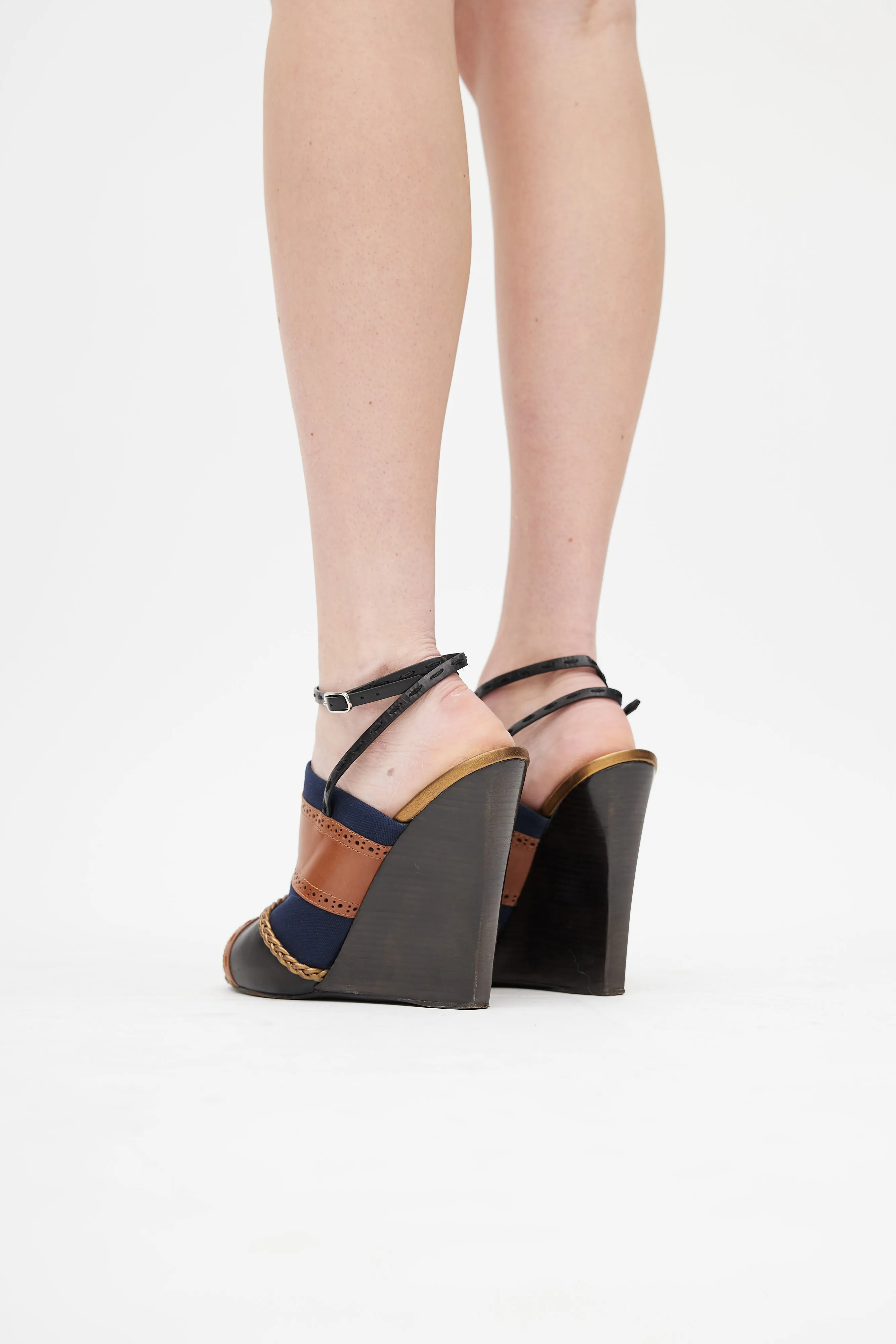 Brown & Multicolour Wedge Heel