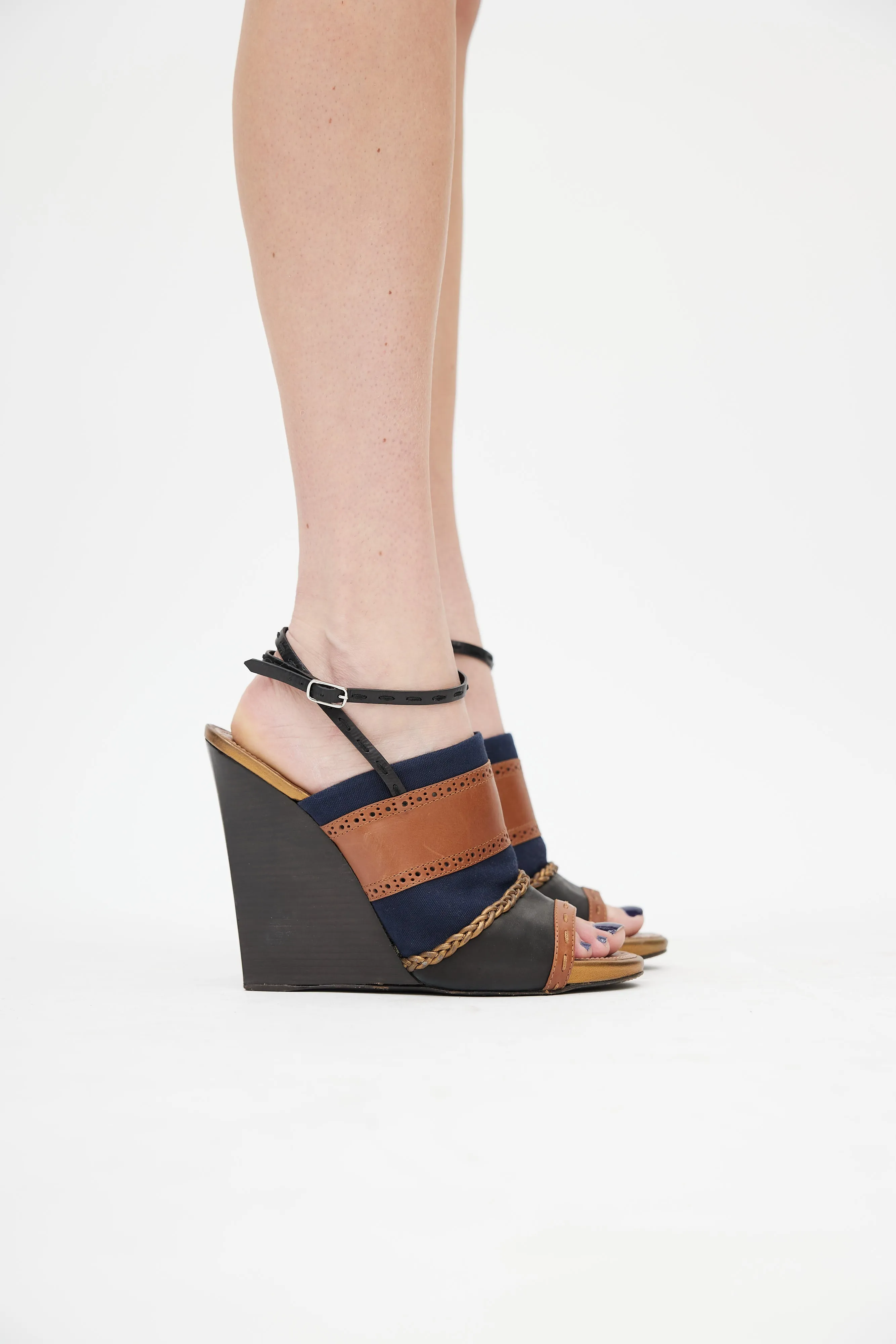 Brown & Multicolour Wedge Heel