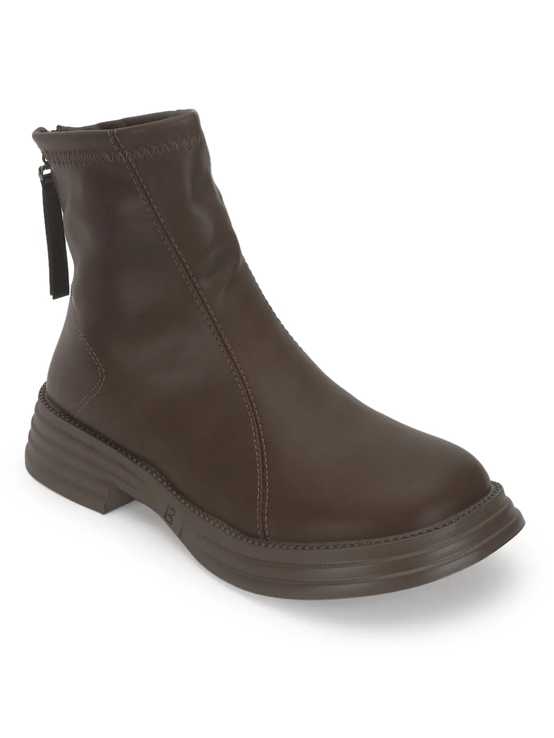 Brown PU High-End-Fashion Stylish Ankle Boots (TC-RS3688-BRO)