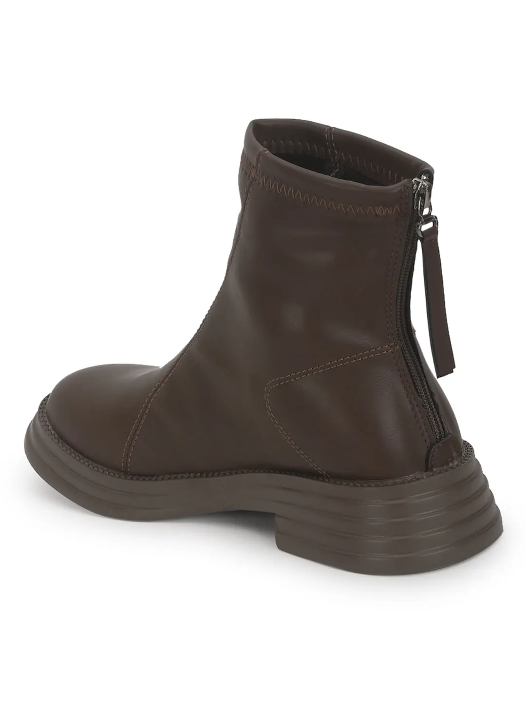 Brown PU High-End-Fashion Stylish Ankle Boots (TC-RS3688-BRO)