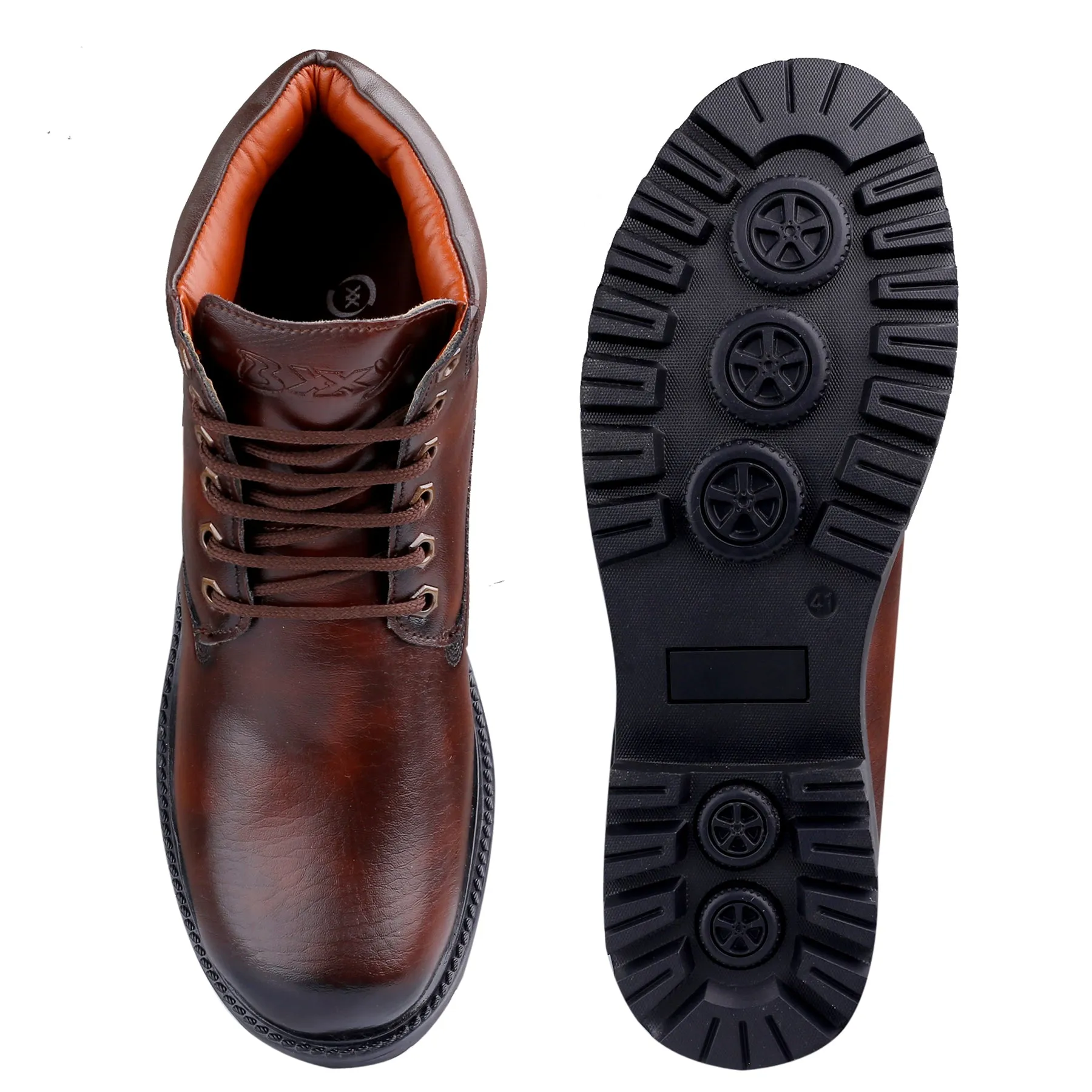 Bxxy's Faux Leather Chelsea Ankle Lace-up Boots for Men