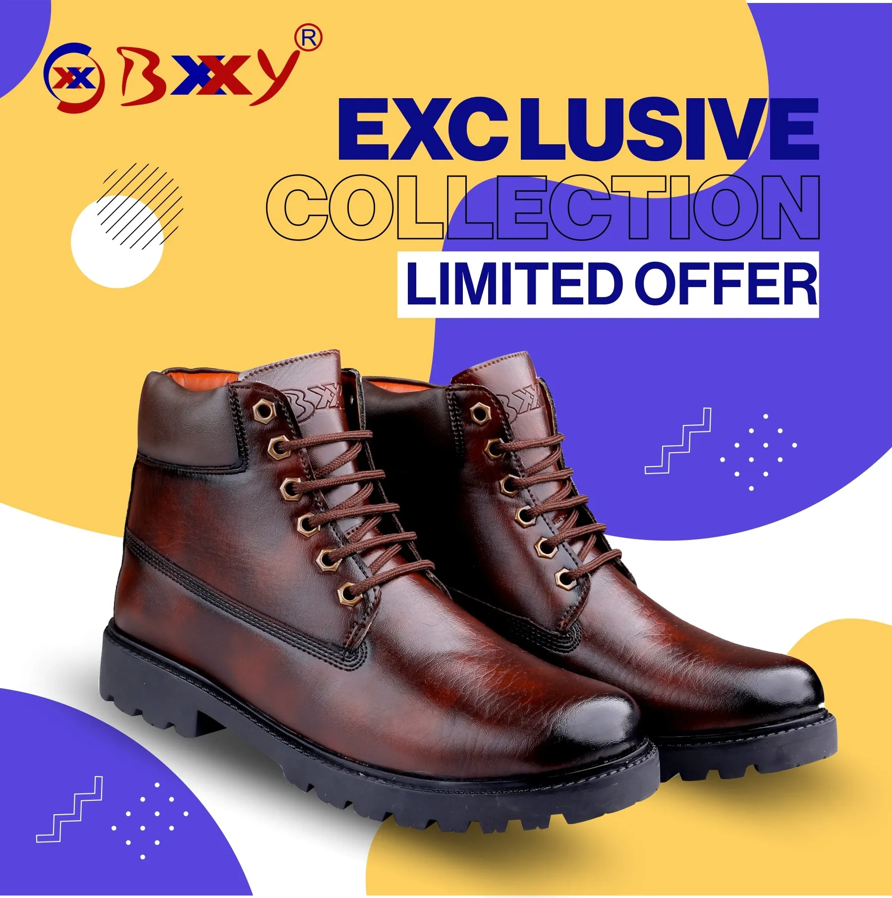 Bxxy's Faux Leather Chelsea Ankle Lace-up Boots for Men