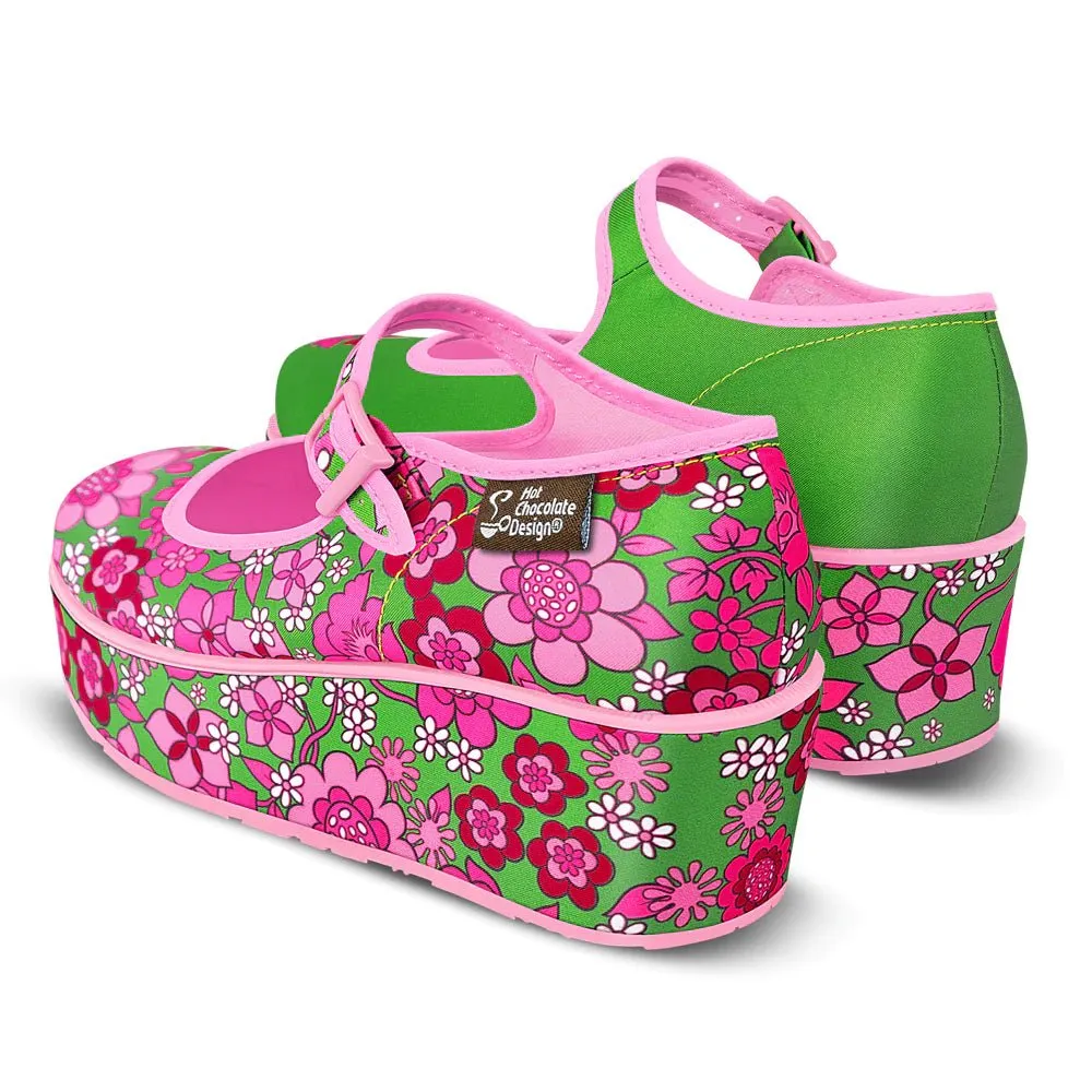 Chocolaticas® PINK FLOWER Women's Mary Jane Platform