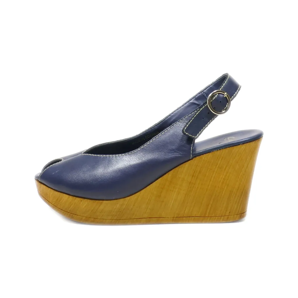 Clarks Peep Toe Leather Blue Colour For Women