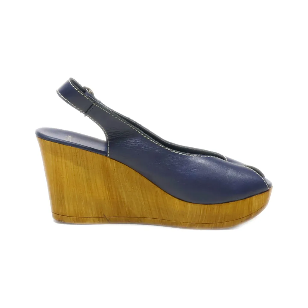 Clarks Peep Toe Leather Blue Colour For Women