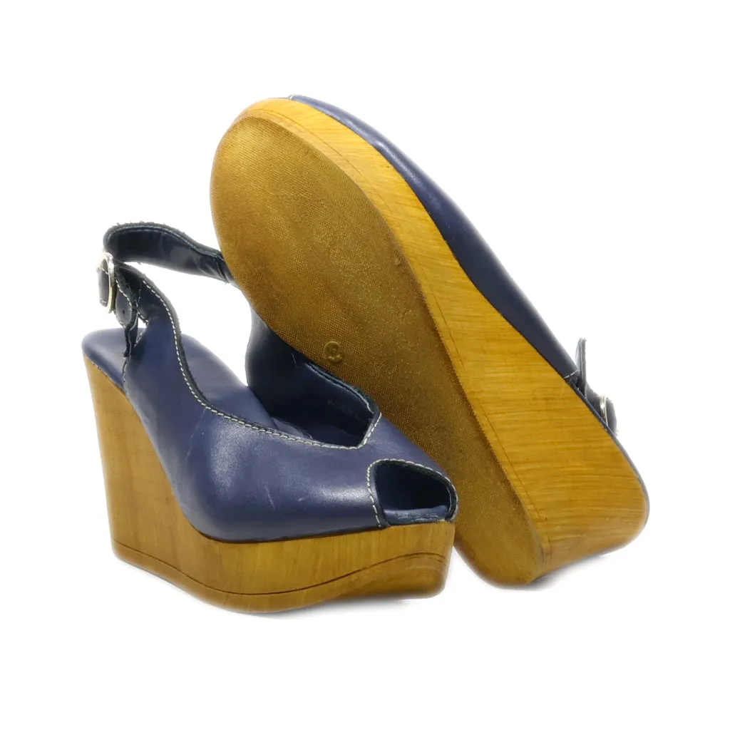 Clarks Peep Toe Leather Blue Colour For Women