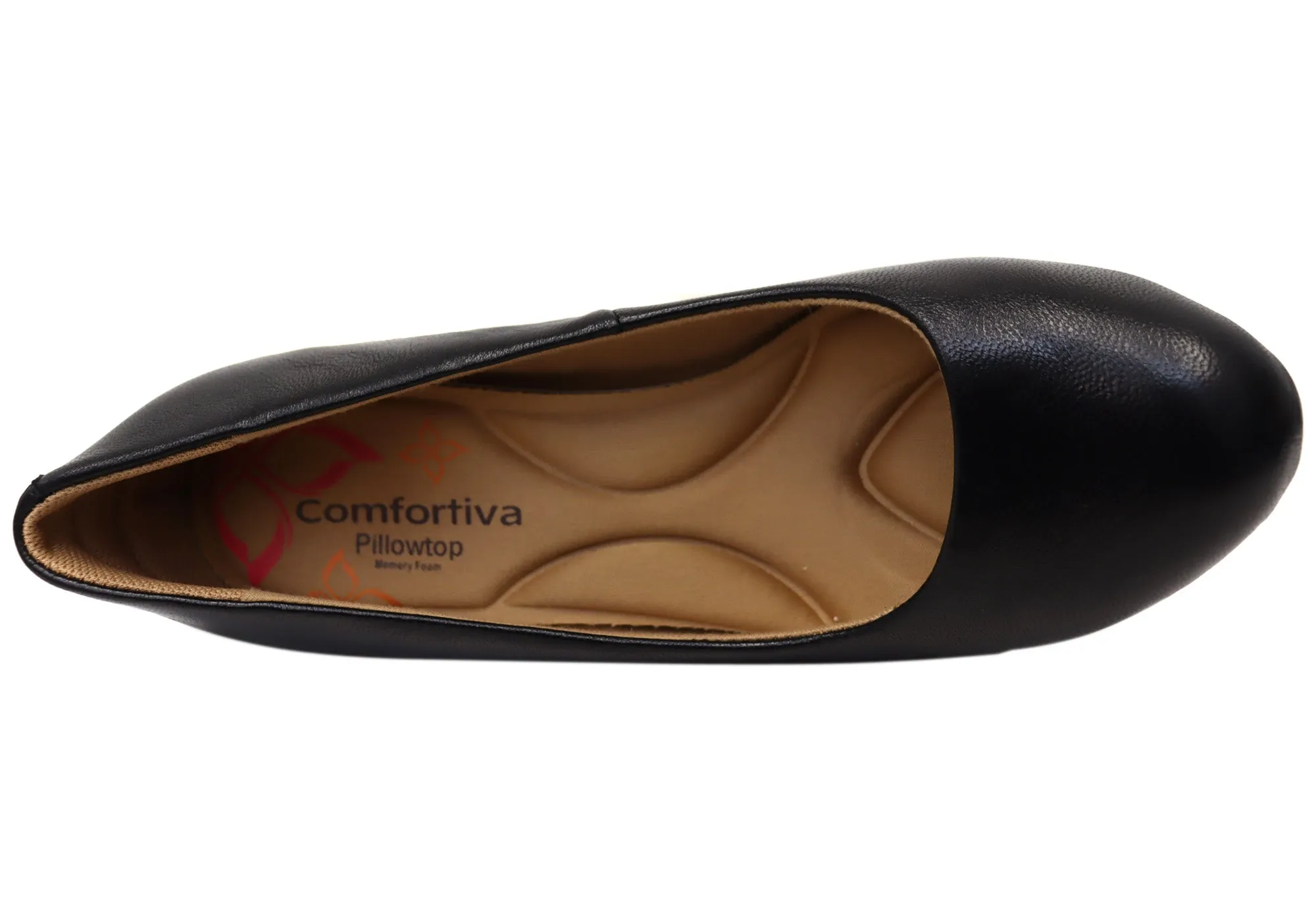 Comfortiva Amora Womens Comfort Footbed Wide Fit Leather Court Shoes