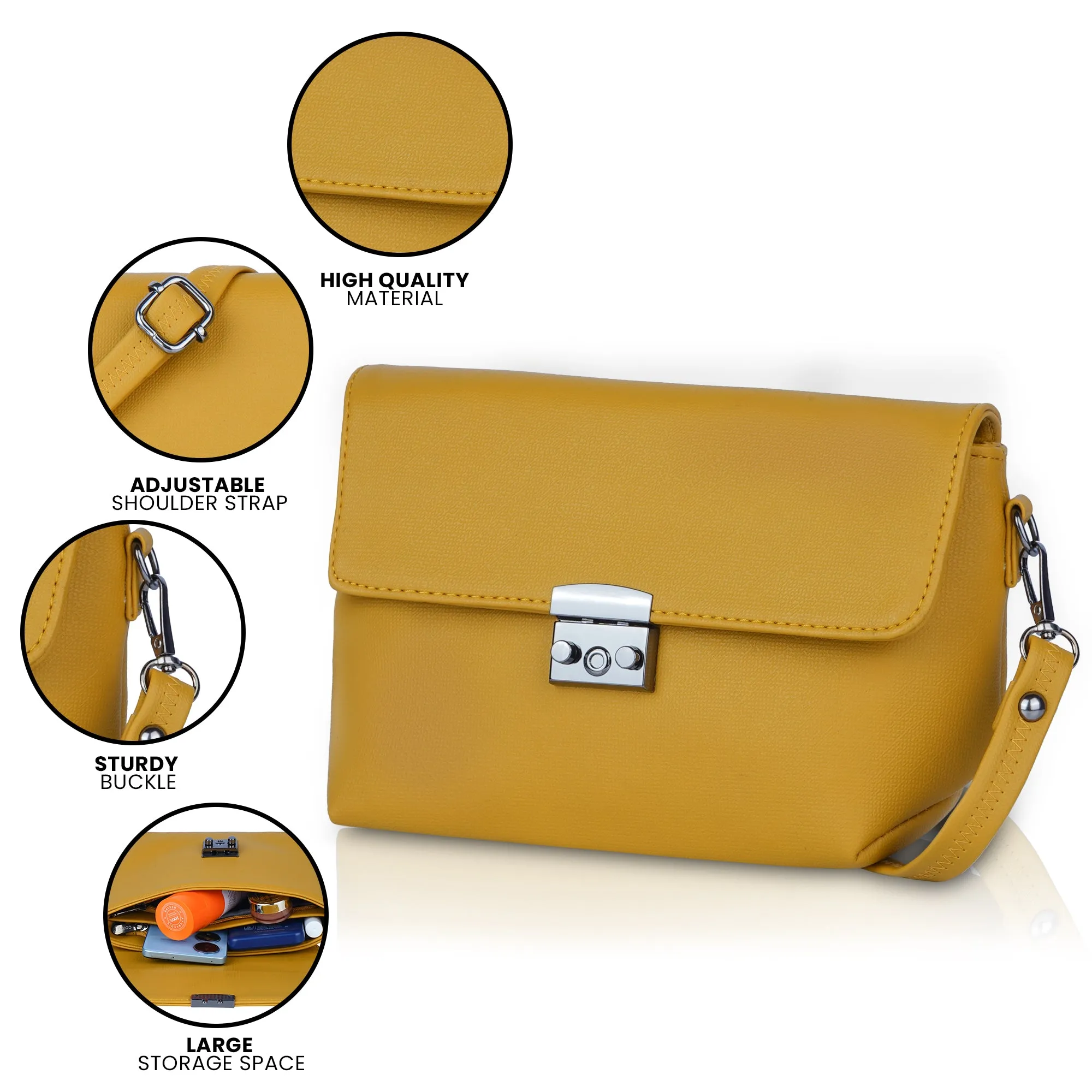 Corba Stylish Sling Bag Saffron Yellow