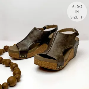 Corky's | Carley Wedge Sandals with Velcro Straps in Chocolate Brown