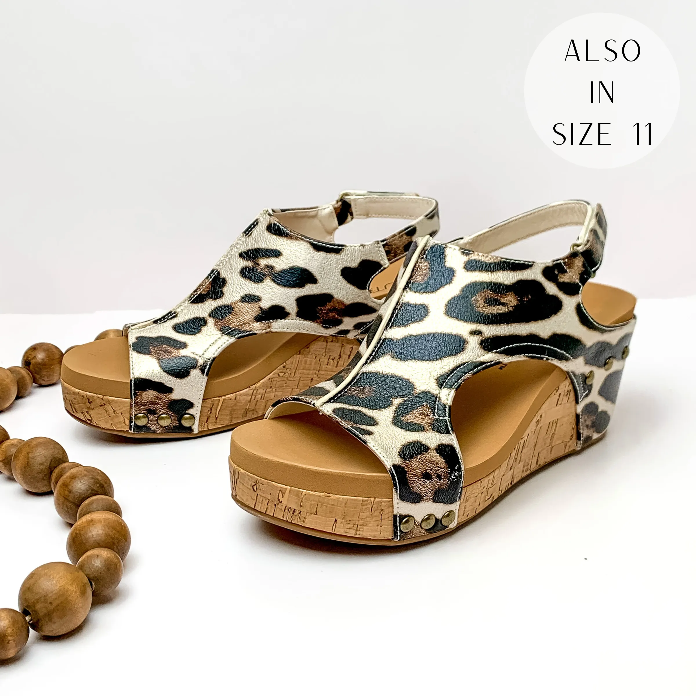 Corky's | Carley Wedge Sandals with Velcro Straps in Leopard Print