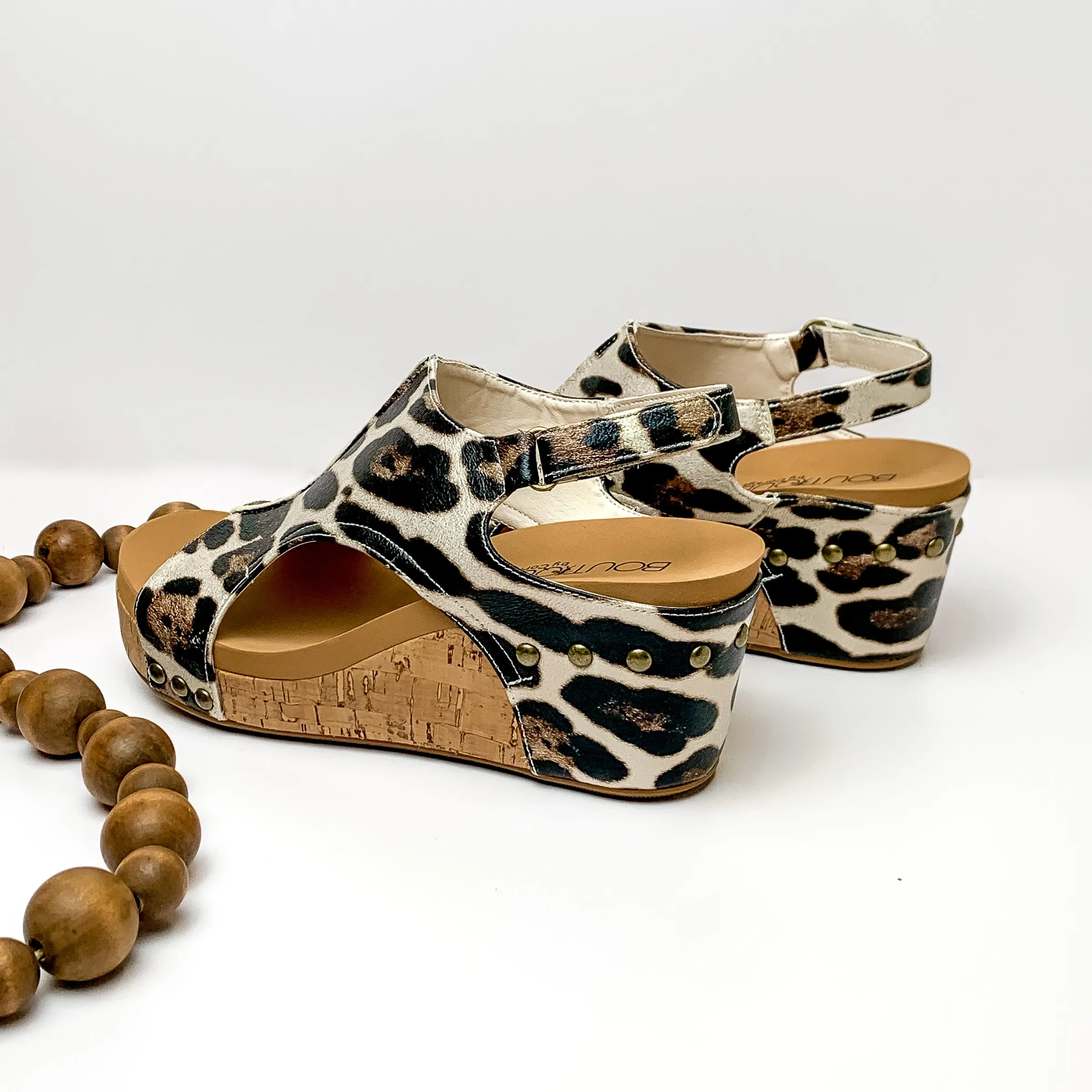 Corky's | Carley Wedge Sandals with Velcro Straps in Leopard Print