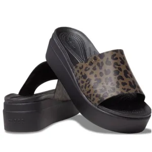 Crocs Brooklyn Animal Print Slide Platform  Black