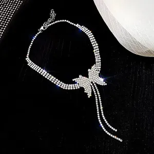 Crystal Butterfly Stylish Luxury Crystal Inlay Choker Chain