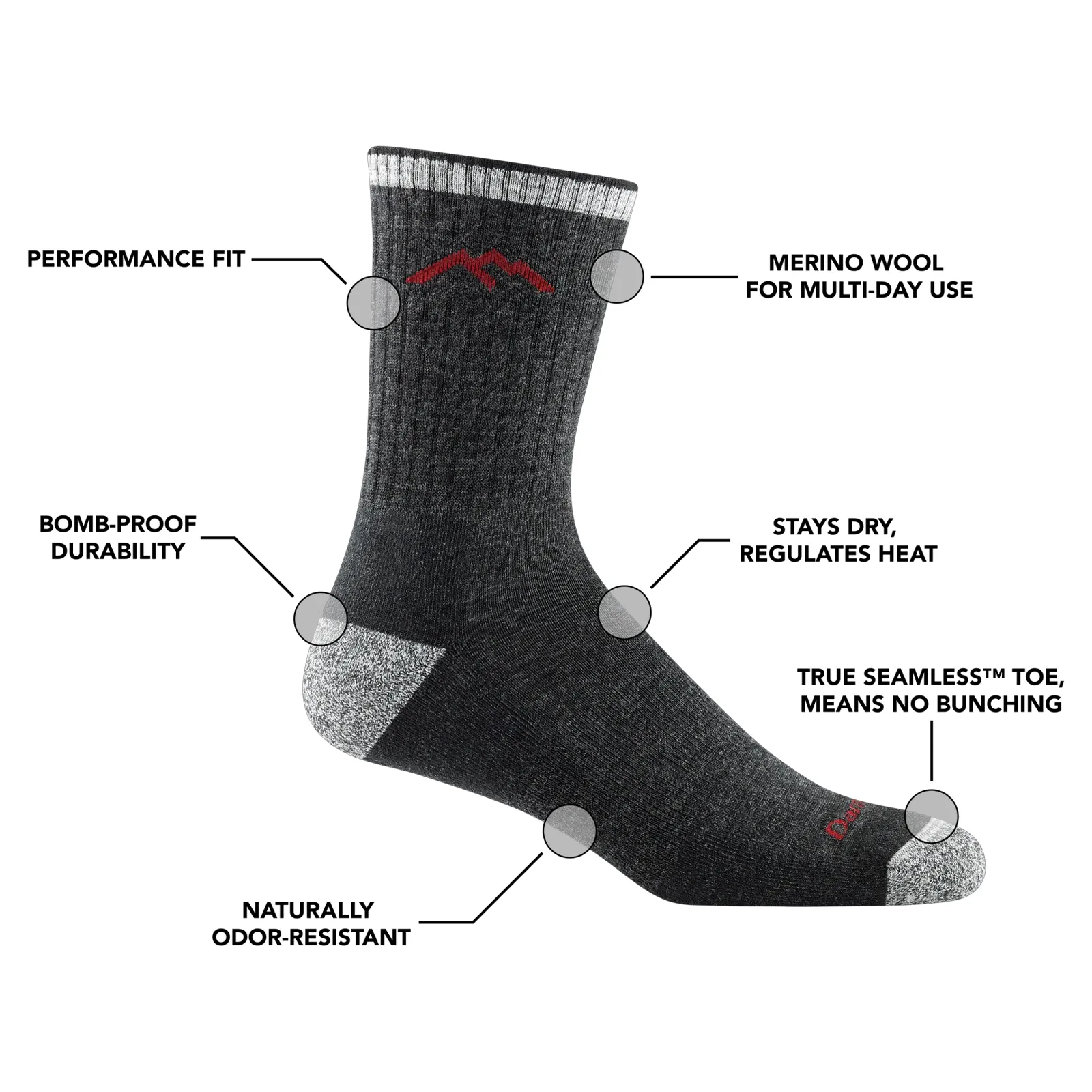 Darn Tough Hiker Midweight Micro Crew Sock with Cushion (Men)