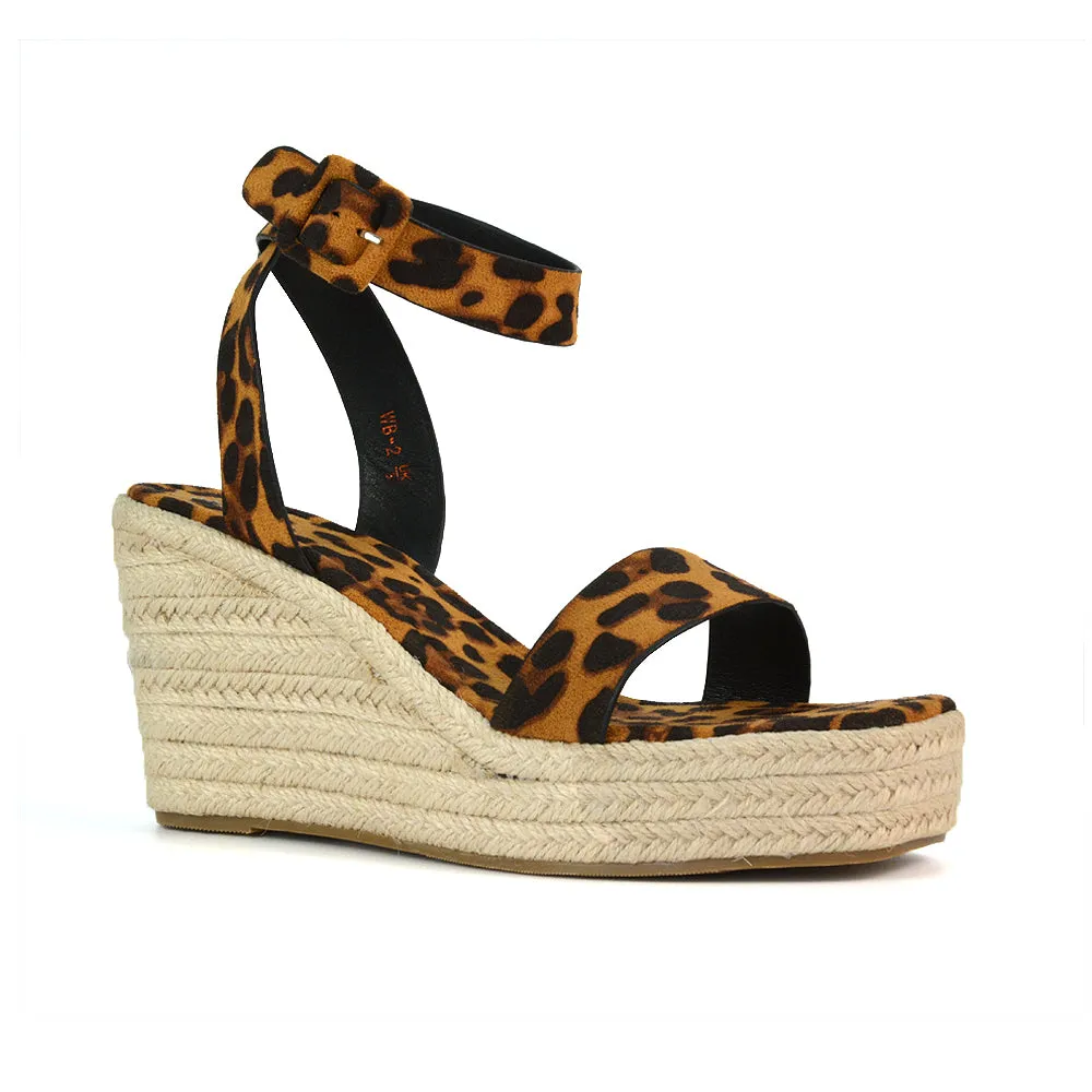 Dayla Platform Espadrille Sandal Wedge Heel With a Square Toe in Silver