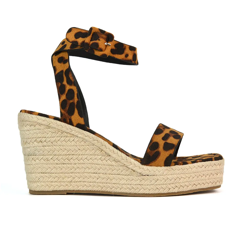 Dayla Platform Espadrille Sandal Wedge Heel With a Square Toe in Silver