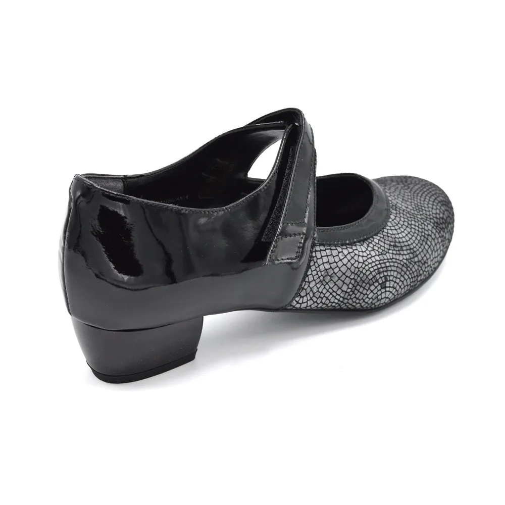 DB Mosaic - Ladies Wide Fit Patent Court Shoe - 2V (2E-4E Fitting) - Black